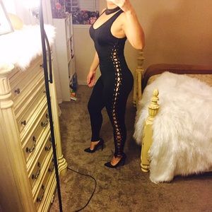 New sexy lace up jumpsuit sz M